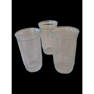 4 Vintage 5 1/4" Drinking Jelly Jars Crimped Bottom , Spear Pattern